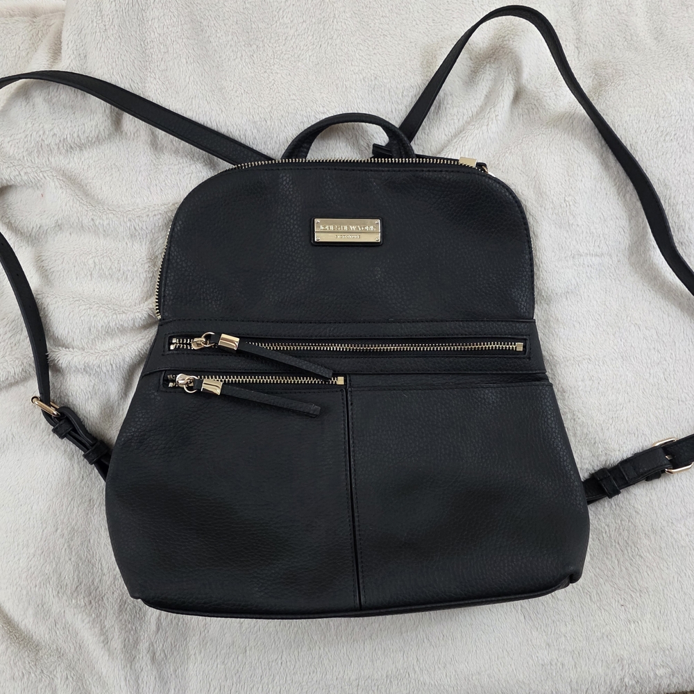 Jones New York Black Leather Backpack Purse